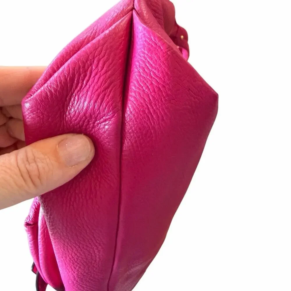 Michael Kors Austin Large Hot Pink Pebbled Leather Hobo Shoulder Bag AUTHENTIC